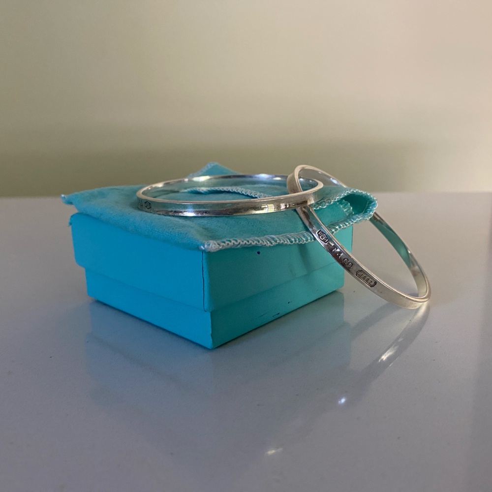 Silver Interlocking Bangle Bracelets - image 1